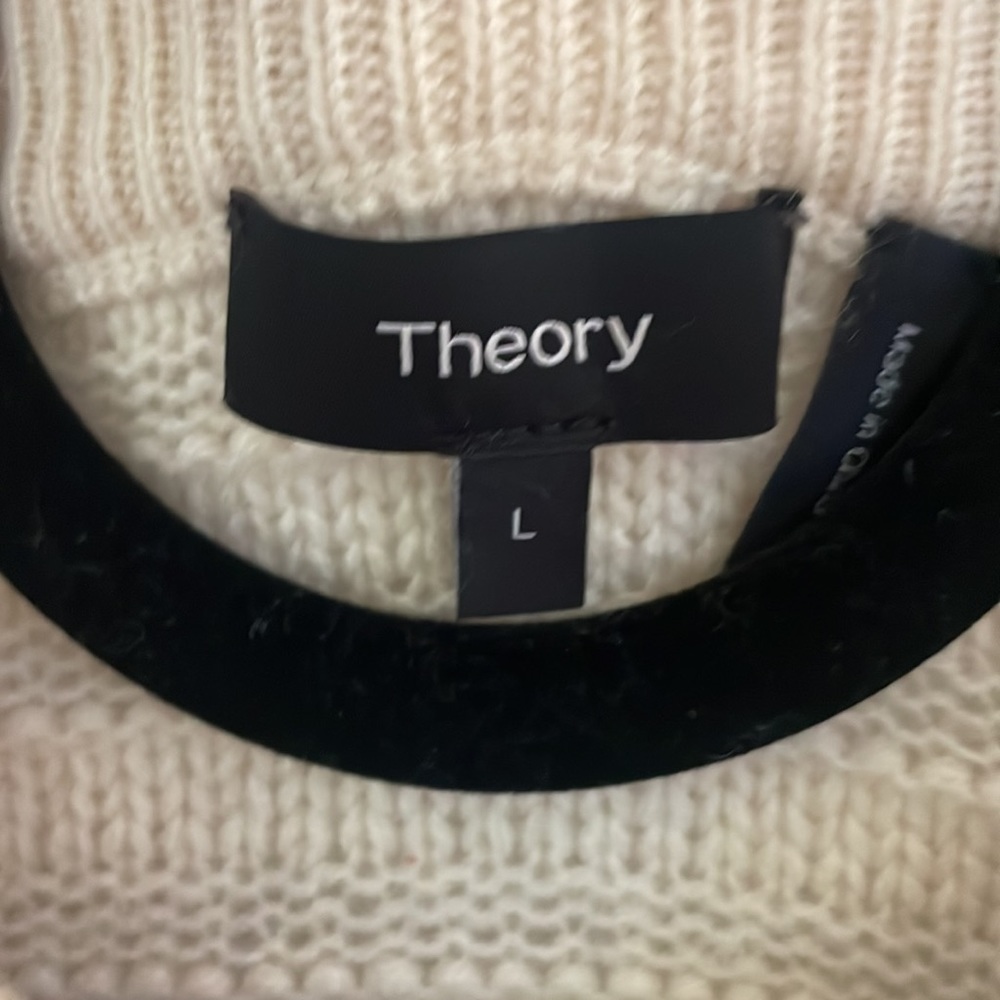 Theory Ribbed Cream Cashmere sweater L - Picture 3 of 4